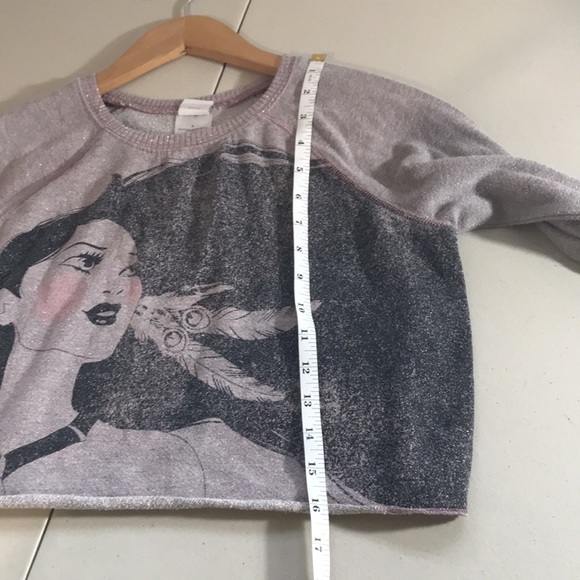 Disney Pocahontas purple metallic cropped sweatshirt size Small oversized - Picture 8 of 10